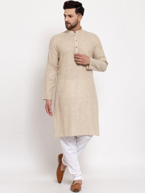 

MOHANLAL SONS Men Beige & White Regular Kurta with Churidar