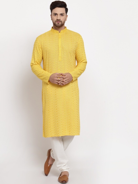 

MOHANLAL SONS Men Yellow Regular Kurta with Pyjamas