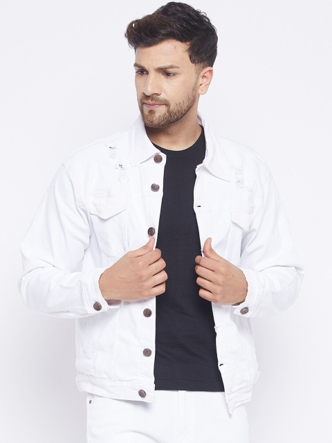 

FUGAZEE Men White Denim Jacket