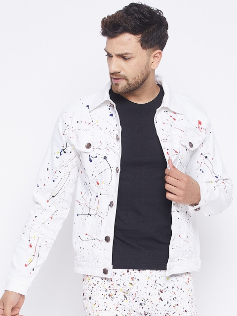 

FUGAZEE Men White Denim Jacket