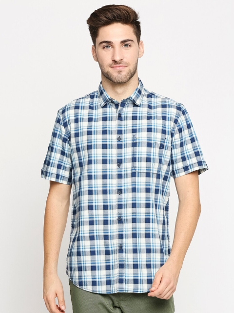 

Basics Men Blue Slim Fit Checked Casual Shirt