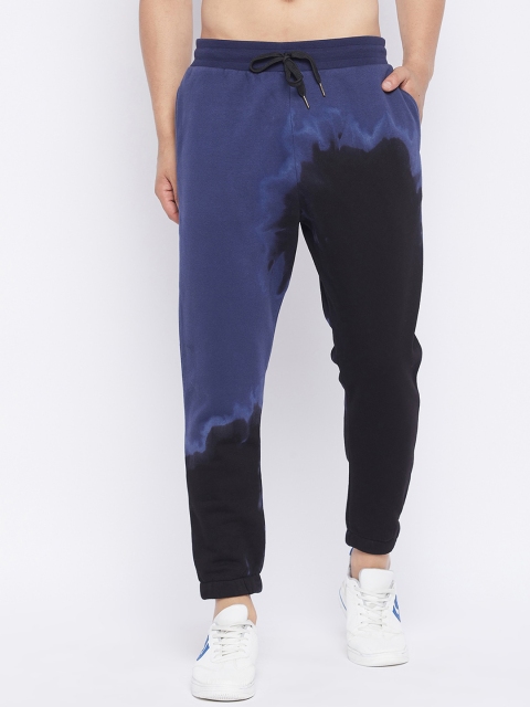 

FUGAZEE Men Navy Blue Ombre Relaxed Fit Cotton Track Pants