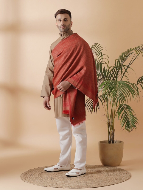 

SHINGORA Men Red Woven-Design Woolen Shawl