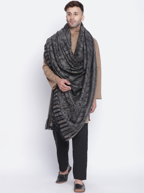 

SHINGORA Men Black Woven Design Woolen Shawl