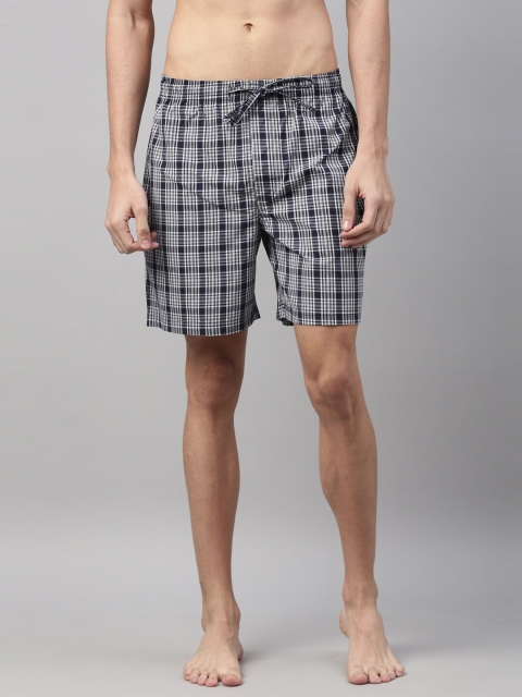 

Joven Men Pack Of 2 Checked Lounge Shorts, Navy blue