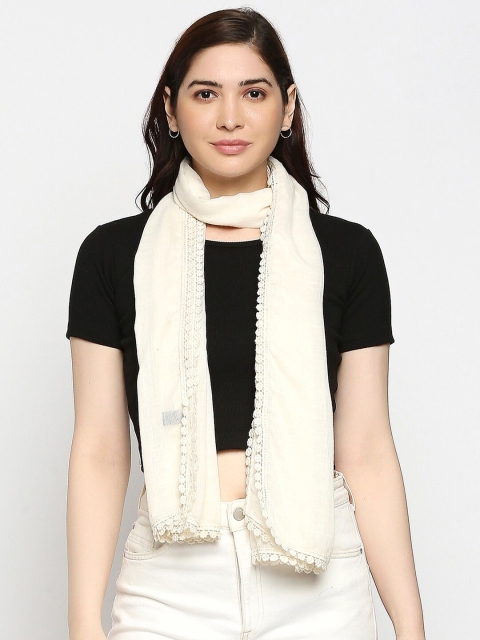 

BELLEZIYA Women Off White Solid Scarf