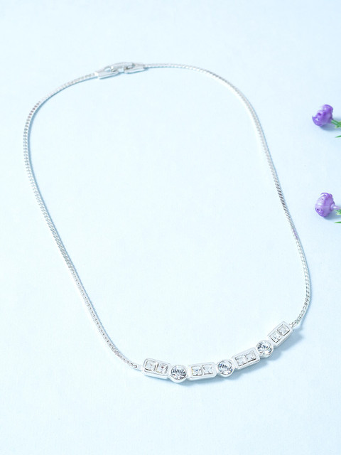 

Golden Peacock Silver-Toned Stone-Studded Necklace