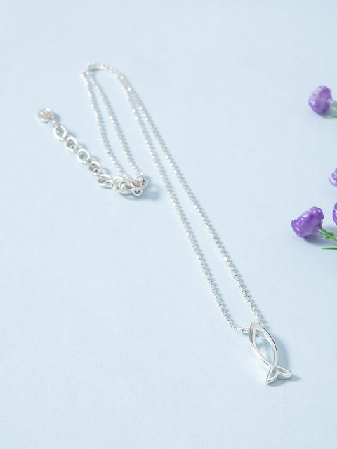 

Golden Peacock Silver-Toned Fish Shaped Pendant with Chain