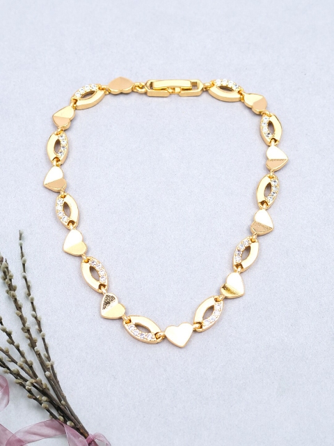 

Golden Peacock Women Gold-Toned Cubic Zirconia Link Bracelet