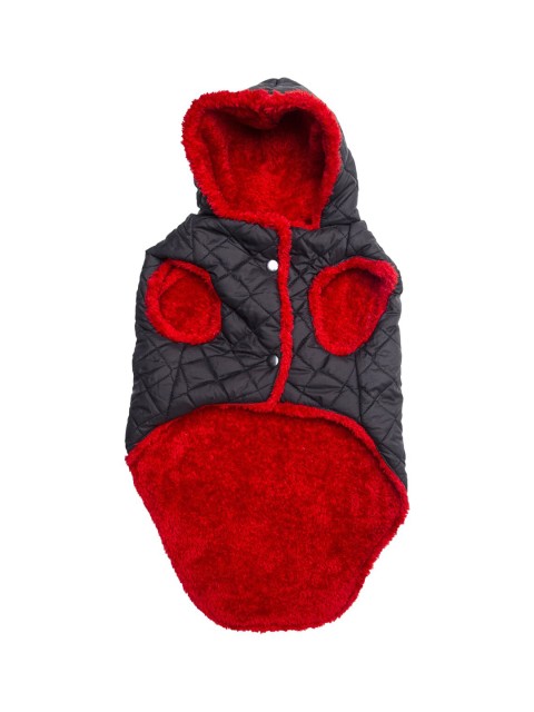 

Lulala Black & Red Colourblocked Hooded Jacket