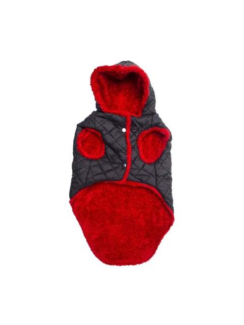 

Lulala Red & Black Solid Hooded Dog Jacket