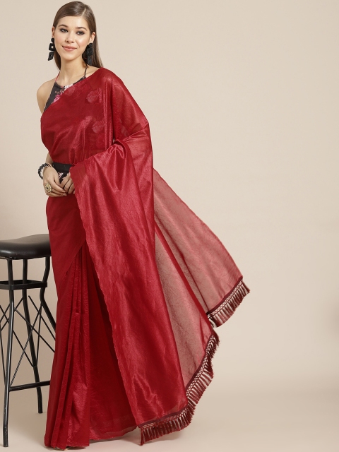 

Tikhi Imli Maroon Abstract Print Crinkled Belted Frill Saree