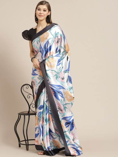 

Tikhi Imli White & Blue Digital Floral Print Saree