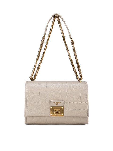 

Da Milano Cream-Coloured Quilted Leather Structured Sling Bag