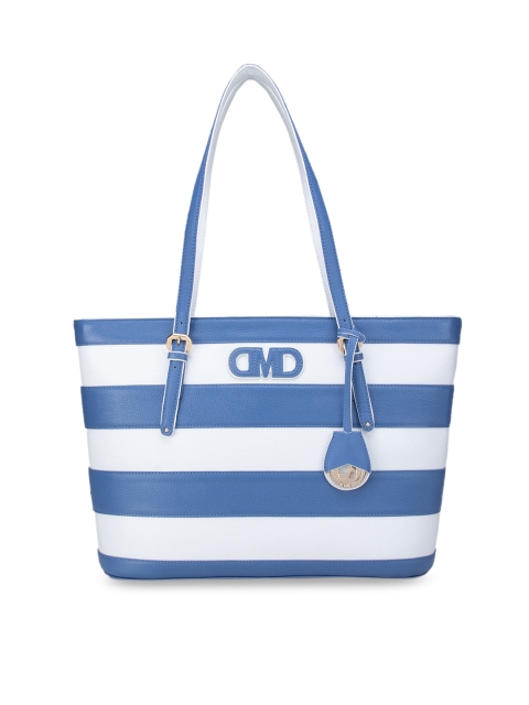 

Da Milano Blue Striped Leather Structured Shoulder Bag