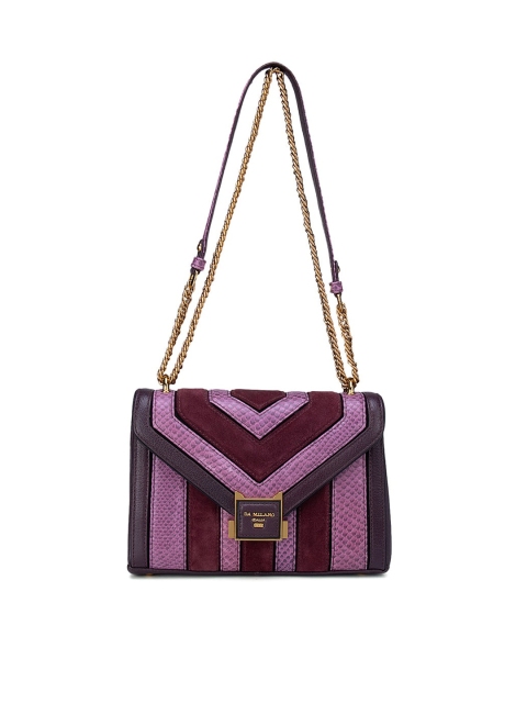 

Da Milano Purple Striped Textured Structured Shoulder Bag