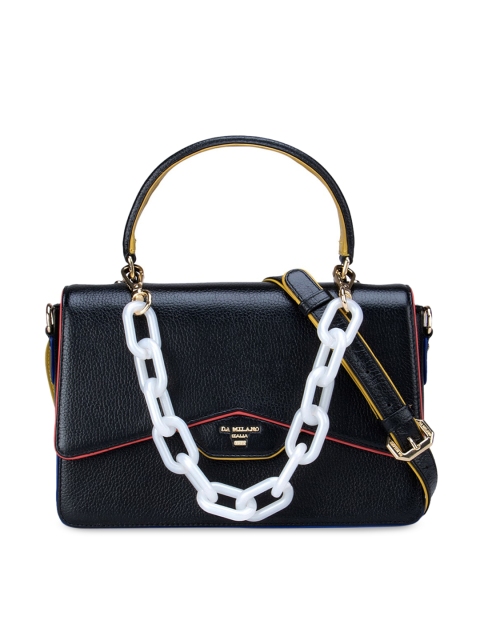 

Da Milano Black Leather Structured Handheld Bag