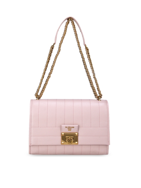 

Da Milano Pink Textured Leather Structured Handheld Bag with Quilted