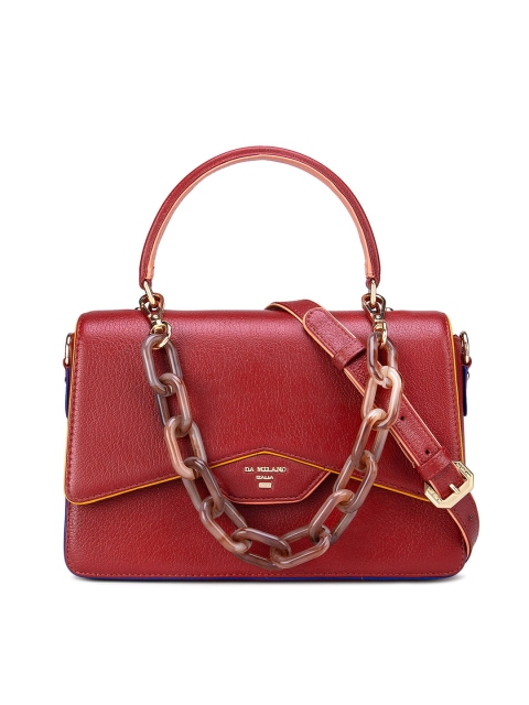 

Da Milano Red Textured Leather Structured Satchel