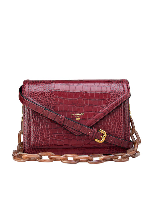 

Da Milano Burgundy Textured Leather Structured Sling Bag