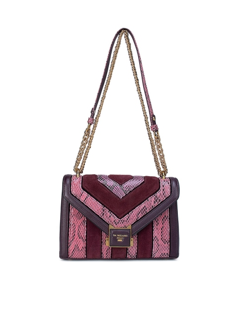 

Da Milano Pink Textured Leather Structured Shoulder Bag with Fringed