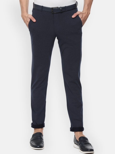 

Louis Philippe Sport Men Navy Blue Printed Slim Fit Trousers