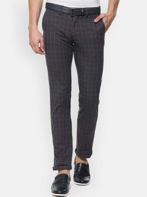 

Louis Philippe Sport Men Grey Checked Slim Fit Chinos