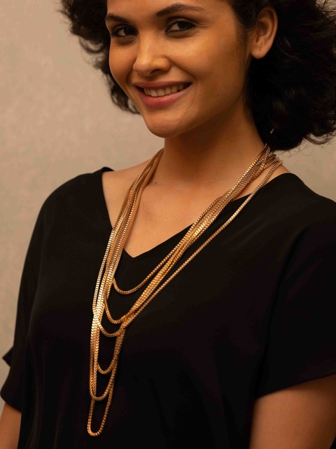 

Ayesha Gold-Toned Chunky Long Detachable Layered Necklace