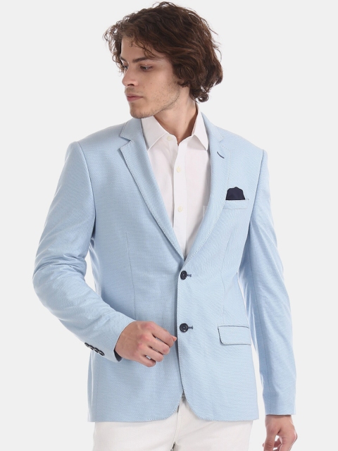 

AD By Arvind Men Blue Solid Single-Breasted Formal Blazer