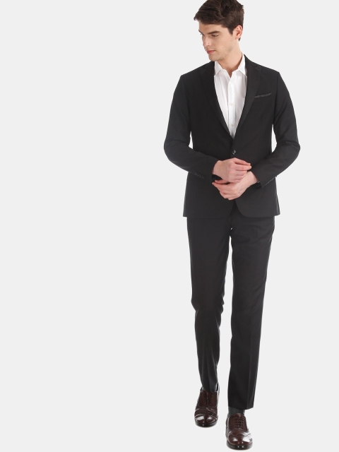 

AD By Arvind Black Peak Lapel Collar Patterned Suit