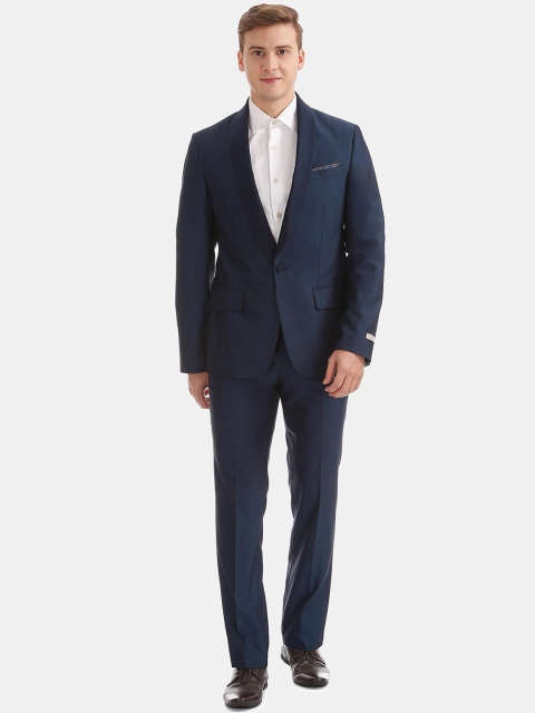 

AD By Arvind Men Navy Blue Solid Single-Breasted 2-Piece Party Suit