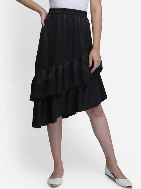 

Smarty Pants Women Black Solid Flared Knee-Length Frill Skirt