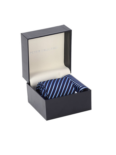 

Peter England Men Navy Blue Striped Accessory Gift Set
