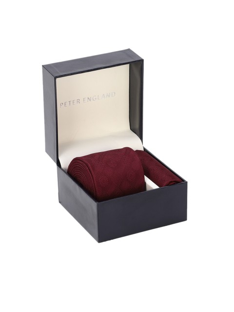 

Louis Philippe Men Maroon Woven-Design Accessory Gift Set