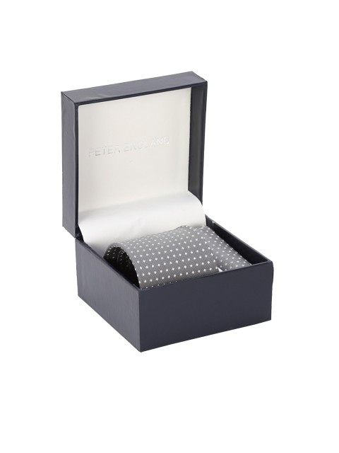 

Peter England Men Grey & White Woven Design Accessory Gift Set