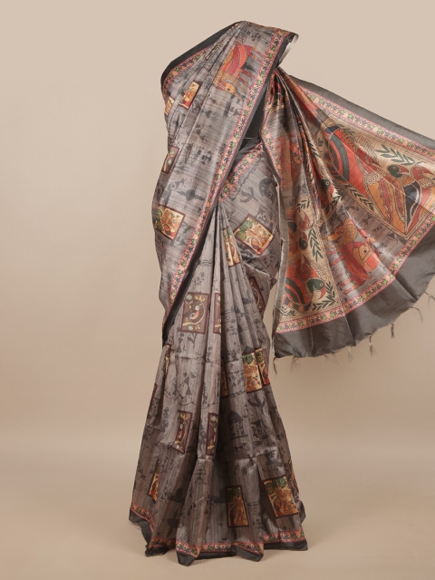 

Pothys Grey Warli Jute Silk Saree