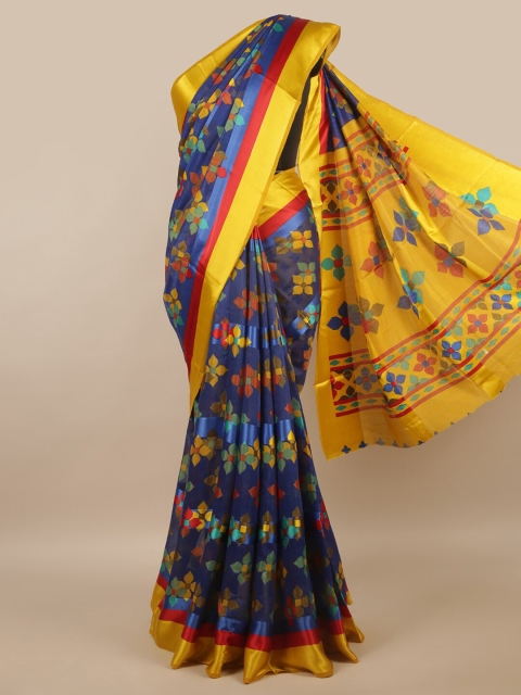 

Pothys Blue Geometric Printed Brasso Saree