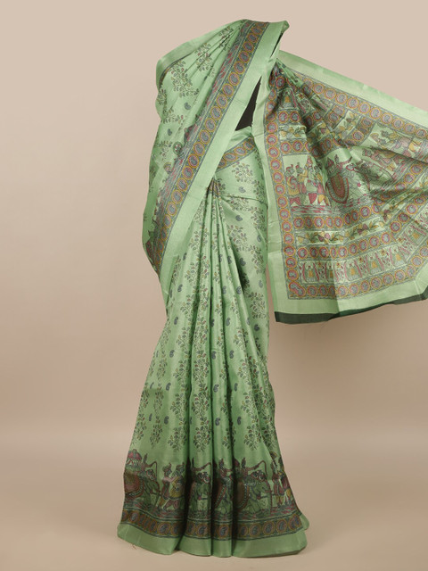 

Pothys Green & Pink Floral Saree