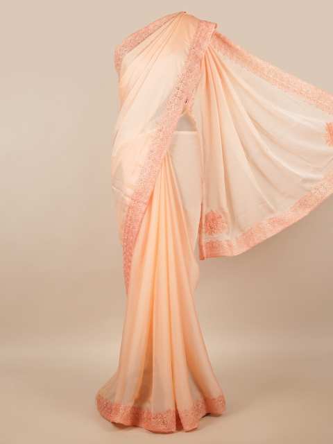 

Pothys Peach-Coloured Beads and Stones Saree