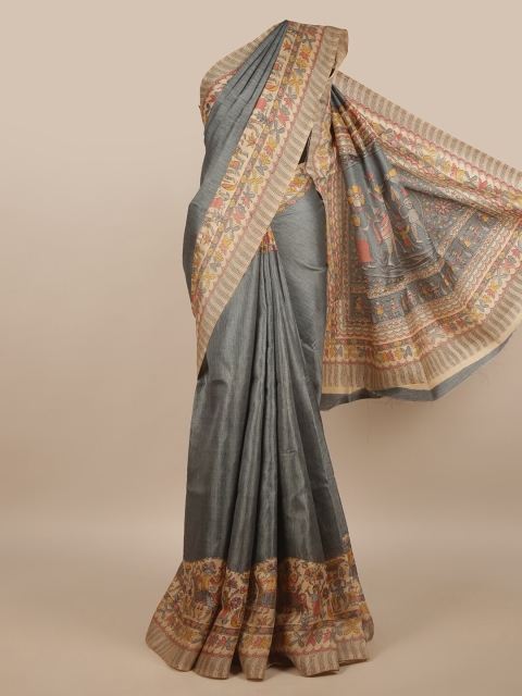

Pothys Grey & Beige Floral Saree