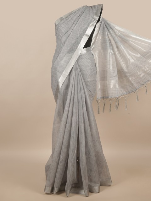 

Pothys Grey & Silver-Toned Printed Zari Saree