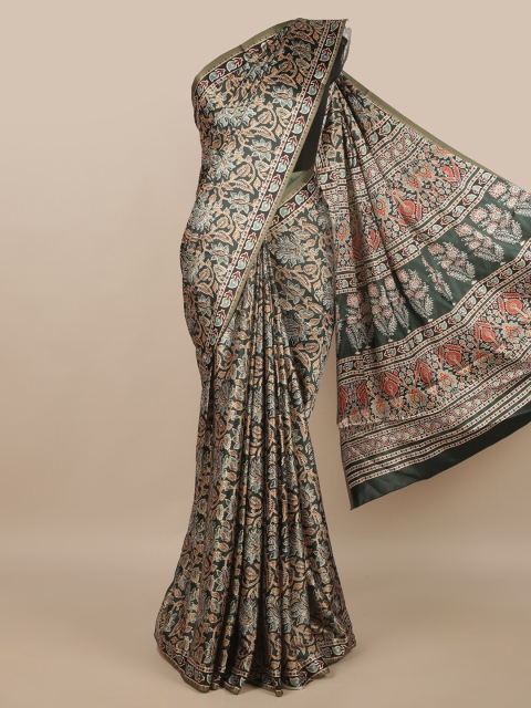 

Pothys Green & Red Floral Satin Saree