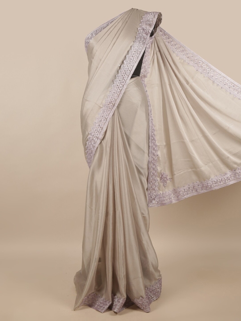 

Pothys Taupe Embellished Border Saree