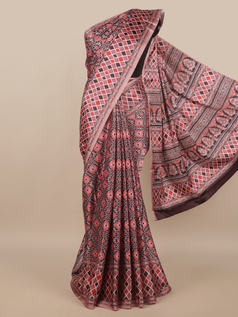 

Pothys Mauve & Black Floral Satin Saree