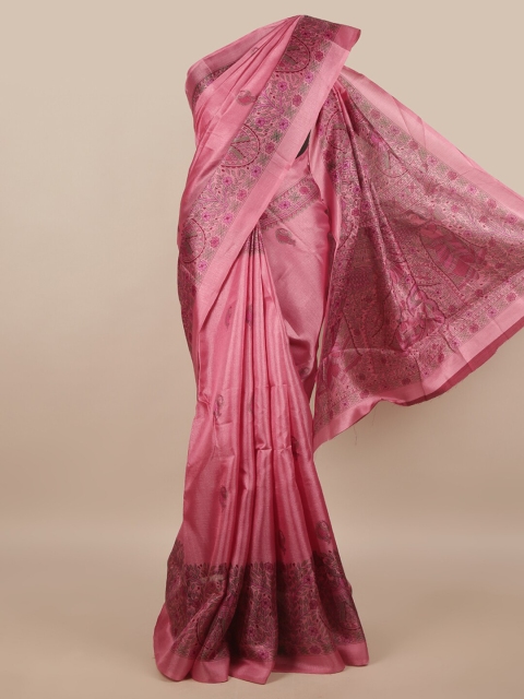 

Pothys Pink & Green Floral Printed Saree