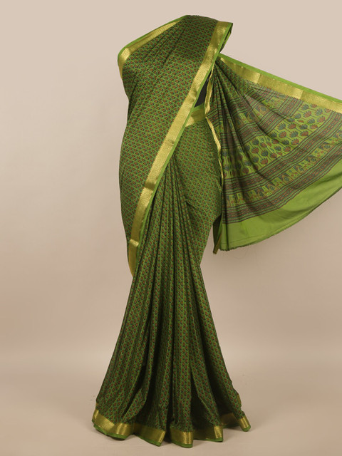 

Pothys Green & Brown Satin Saree