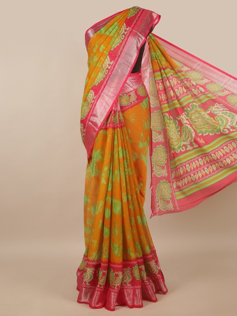 

Pothys Mustard & Green Floral Saree