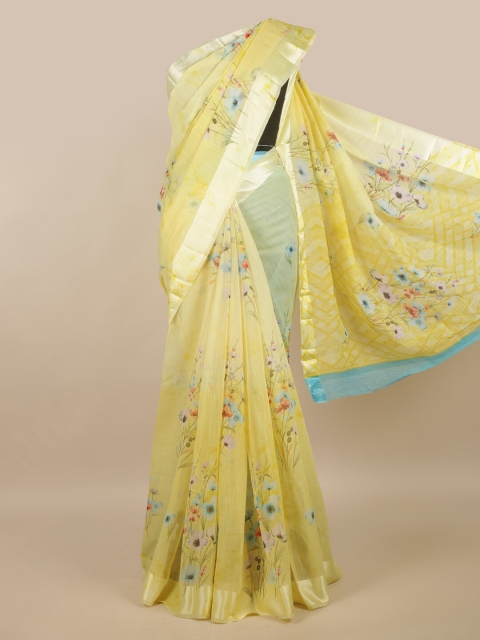 

Pothys Yellow & Blue Floral Saree