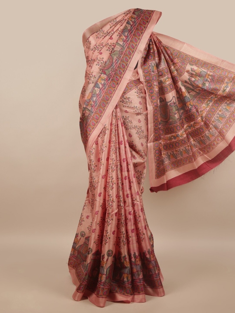 

Pothys Mauve & Blue Ethnic Motifs Printed Saree