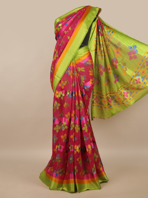 

Pothys Pink & Green Ethnic Motifs Brasso Saree